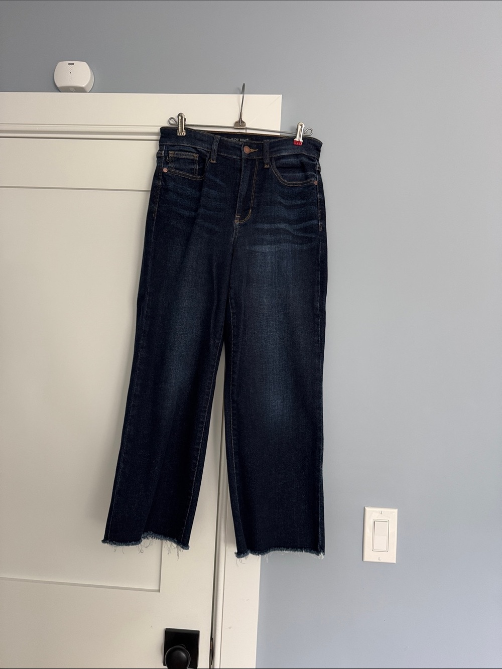 Judy Blue Dark Indigo Straight Leg Raw Hem Jeans
